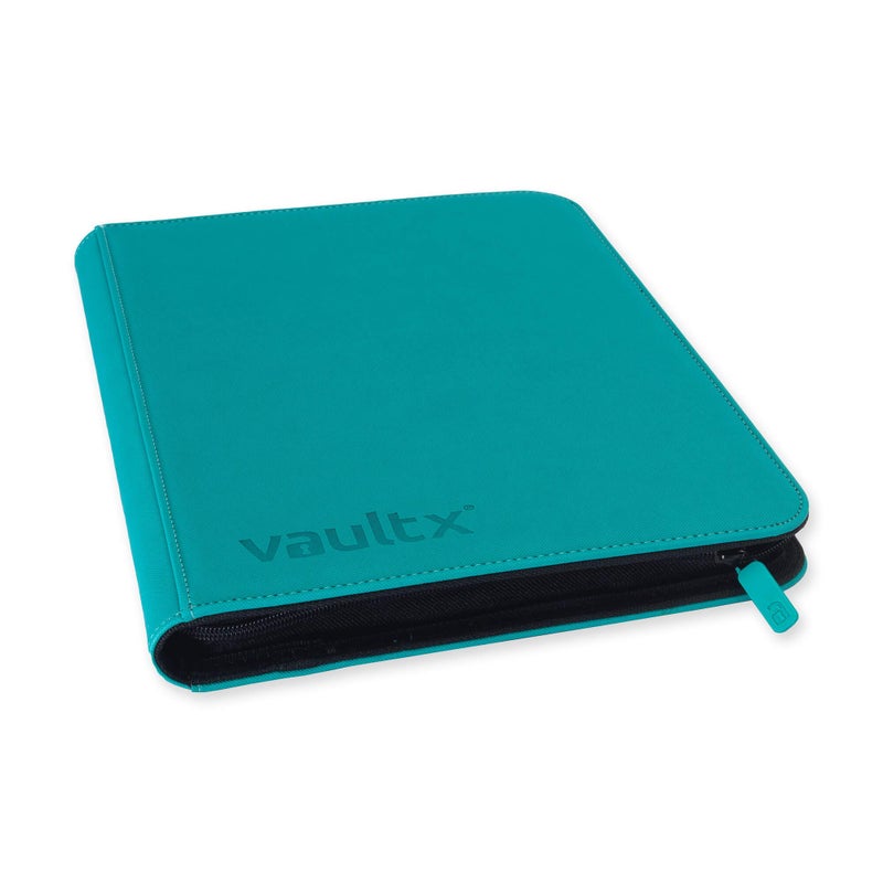 فولت إكس مجلد بطاقات التداول Vault X ذو 9 جيوب بسحاب، 360 بطاقة، مصنوع من مادة ألبوم Exo-Tec الممتازة، 20 صفحة تحميل جانبية، مجلد لألعاب التجميع والرياضة وبطاقات التداول (أزرق مخضر) - Image 1